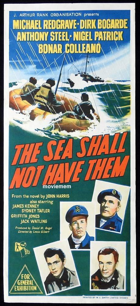THE SEA SHALL NOT HAVE THEM Original Daybill Movie Poster Michael Redgrave Dirk Bogarde