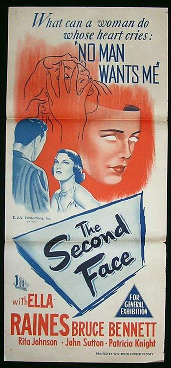 THE SECOND FACE Original Daybill Movie Poster Ella Raines Bruce Bennett