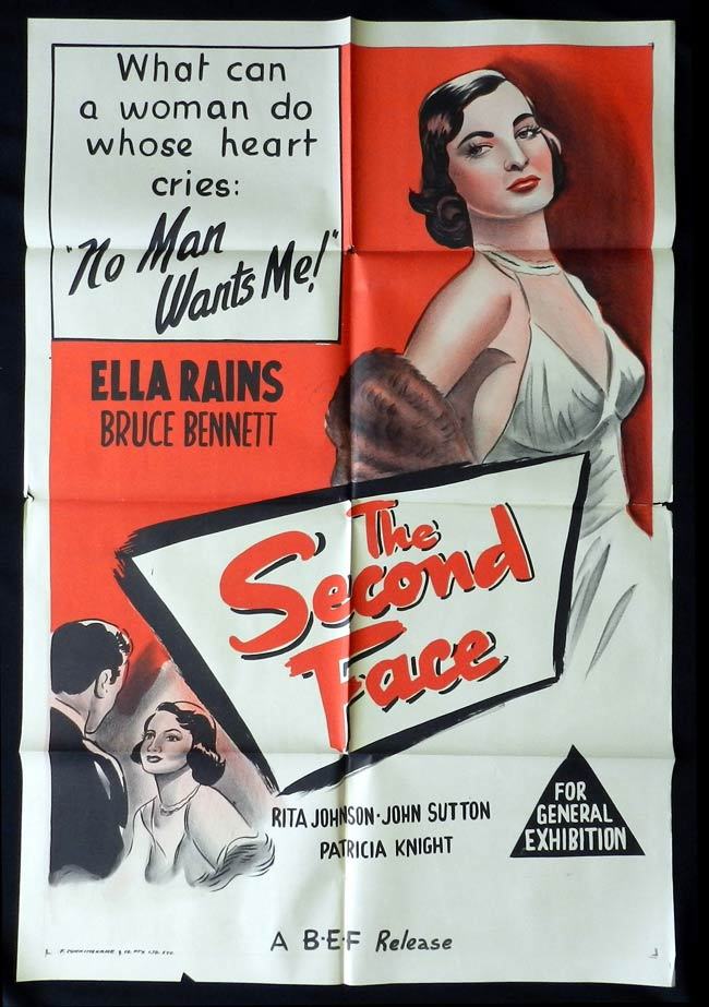 THE SECOND FACE One sheet Movie poster Ella Raines
