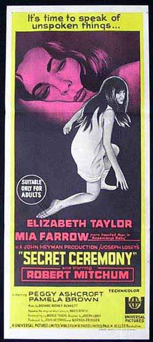 SECRET CEREMONY Elizabeth Taylor RARE Daybill Movie poster