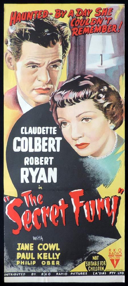 SECRET FURY Original Daybill Movie Poster RKO Claudette Colbert Robert Ryan