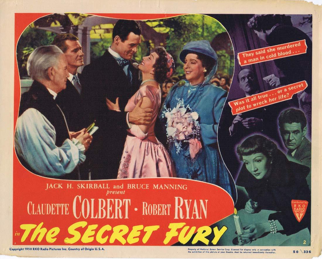 THE SECRET FURY Lobby Card 2 Claudette Colbert Robert Ryan