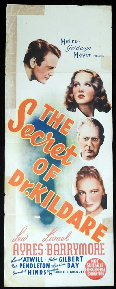 The SECRET OF DR KILDARE Long Daybill Movie poster Lew Ayres Lionel Barrymore