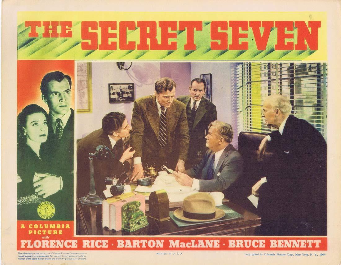 THE SECRET SEVEN Original Lobby Card 4 Bruce Bennett Florence Rice Barton MacLane 1940