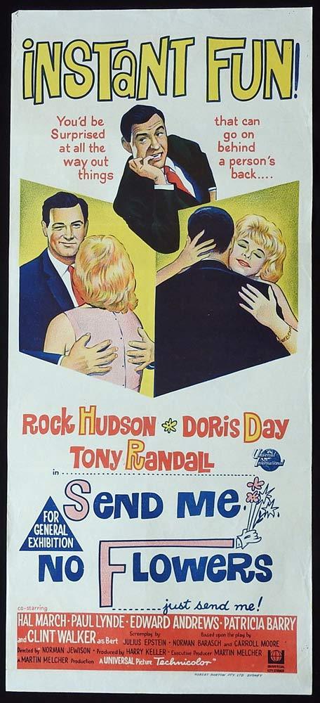SEND ME NO FLOWERS Original Daybill Movie Poster Rock Hudson Doris Day