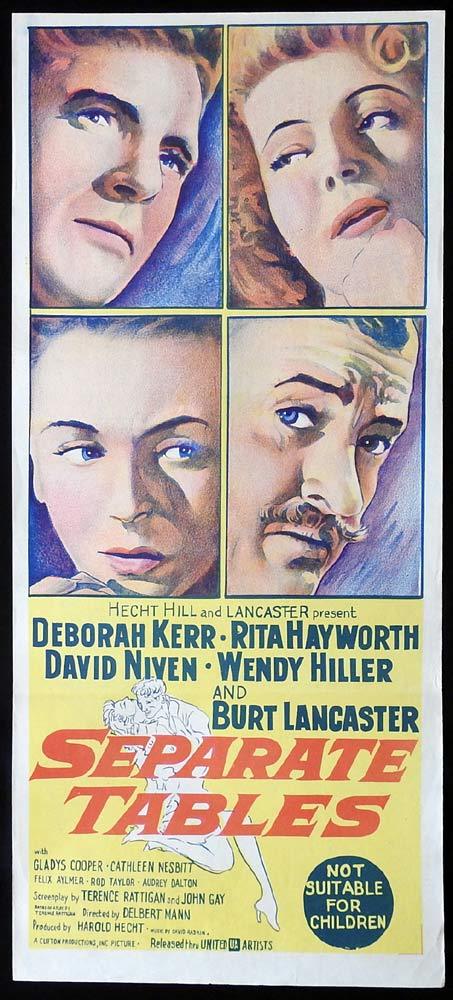 SEPARATE TABLES Original Daybill Movie Poster Deborah Kerr David Niven Rita Hayworth