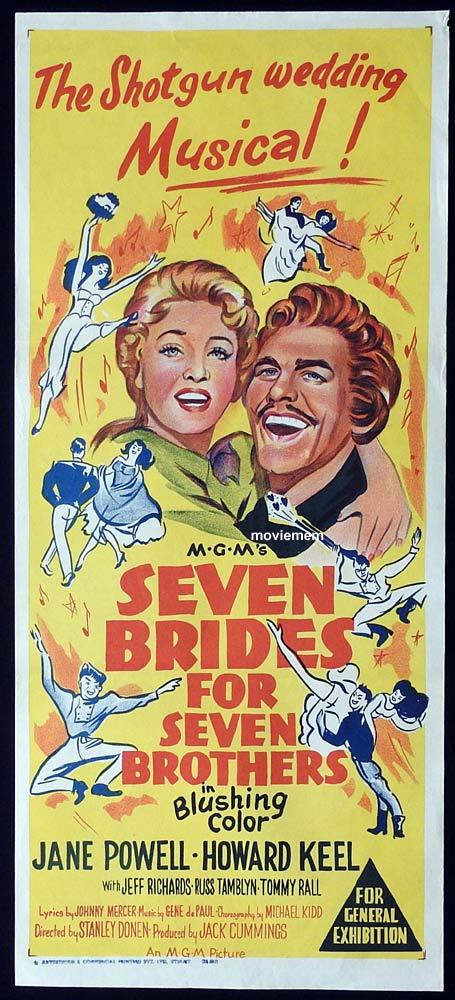 SEVEN BRIDES FOR SEVEN BROTHERS Original 62r Daybill Movie poster Howard Keel Jane Powell
