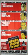 SEVEN DAYS IN MAY Original 3 Sheet Movie Poster Burt Lancaster Kirk Douglas Fredric March Ava Gardner