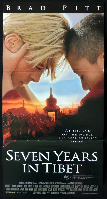 SEVEN YEARS IN TIBET Original Daybill Movie poster Brad Pitt