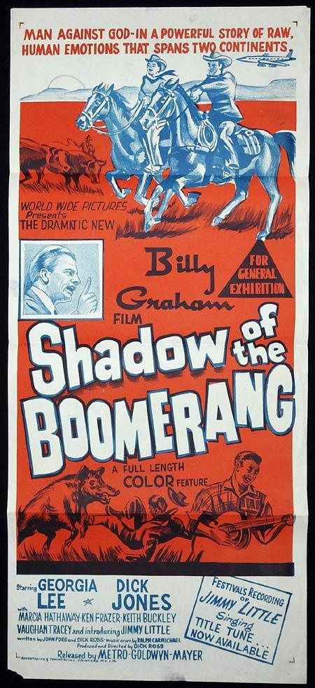SHADOW OF THE BOOMERANG Original Daybill Movie poster BILLY GRAHAM Jimmy Little