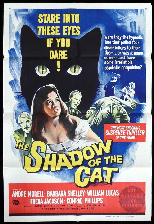 SHADOW OF THE CAT Original One sheet Movie poster HAMMER HORROR André Morell Barbara Shelley