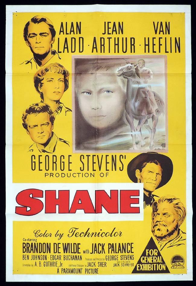 SHANE Original One sheet Movie Poster Alan Ladd Jean Arthur Van Heflin