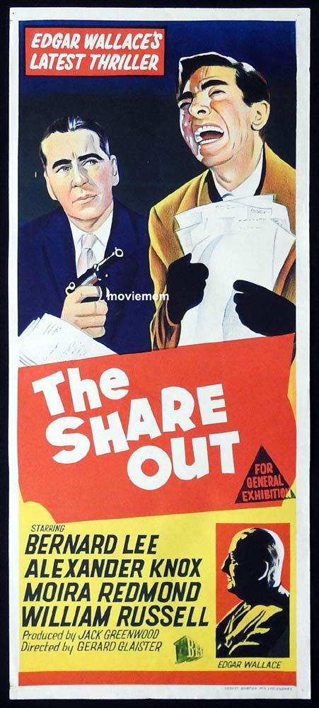 THE SHARE OUT Original Daybill Movie Poster Edgar Wallace Bernard Lee