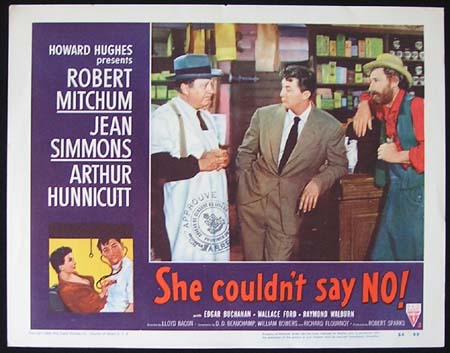 SHE COULDN’T SAY NO ’54-Robert Mitchum RKO ORIGINAL US Lobby card #3