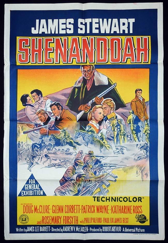 SHENANDOAH Original One sheet Movie poster James Stewart Doug McClure