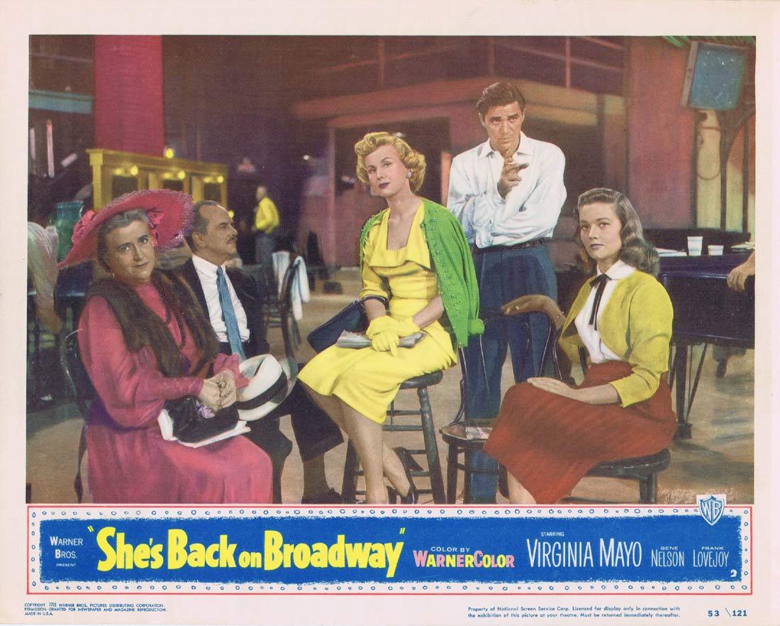 SHE’S BACK ON BROADWAY Lobby Card 2 1953 Virginia Mayo Gene Nelson