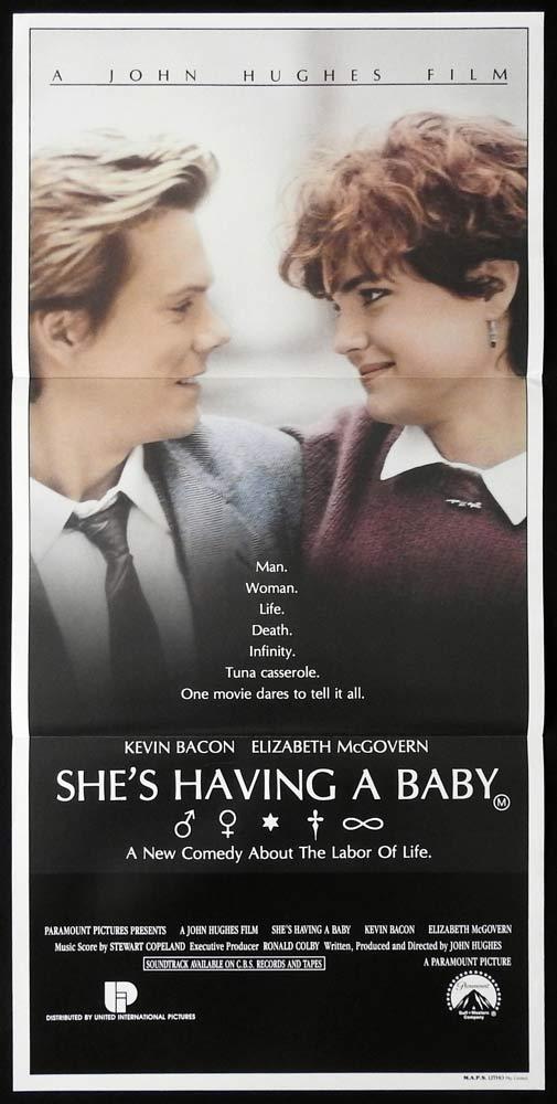 SHE’S HAVING A BABY Original Daybill Movie poster KEVIN BACON Elizabeth McGovern