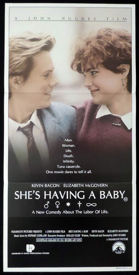 SHE’S HAVING A BABY Original Daybill Movie Poster Elizabeth McGovern Kevin Bacon