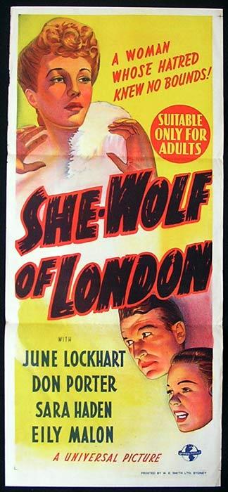SHE WOLF OF LONDON Original Daybill Movie Poster Universal Horror June Lockhart She-Wolf