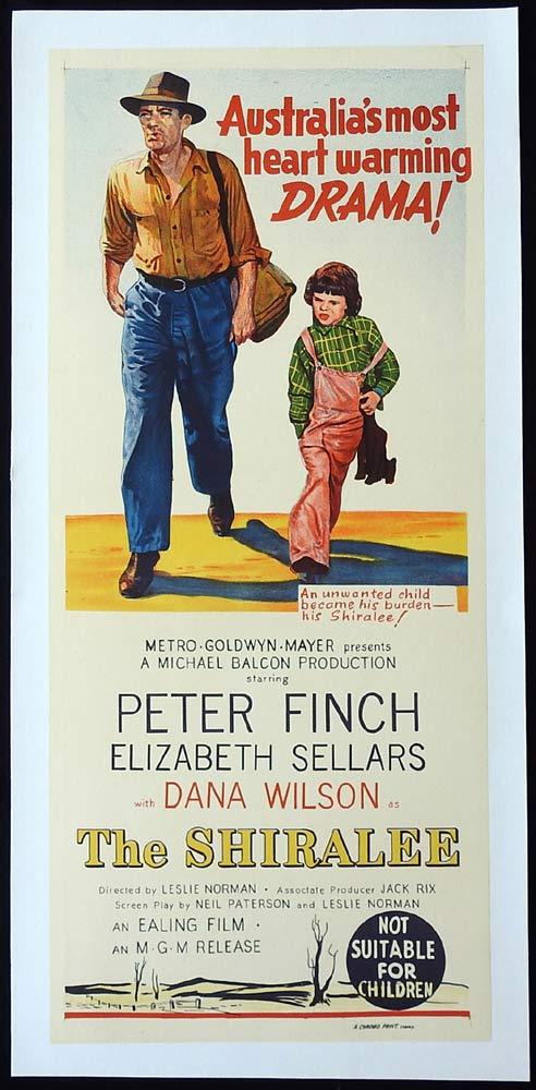 THE SHIRALEE Original LINEN BACKED Daybill Movie Poster Peter Finch