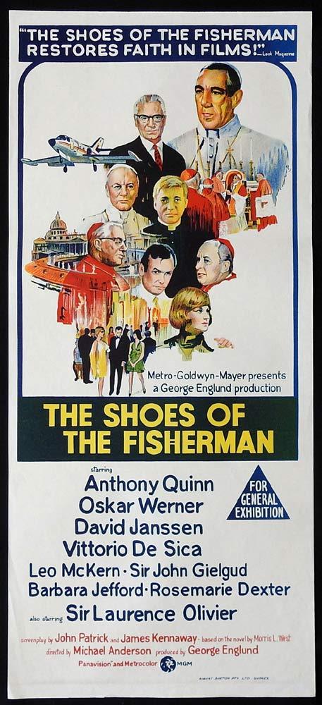 SHOES OF THE FISHERMAN Original Daybill Movie Poster Anthony Quinn Laurence Olivier