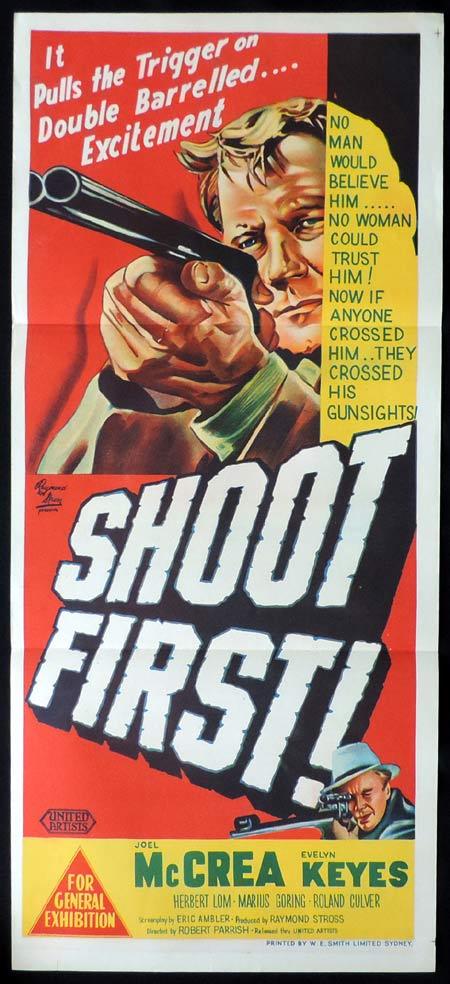SHOOT FIRST Original Daybill Movie Poster Joel McCrea
