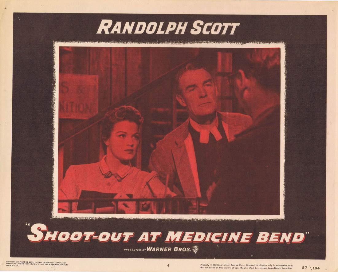 SHOOT OUT AT MEDICINE BEND Original Lobby Card  4 Randolph Scott Angie Dickinson