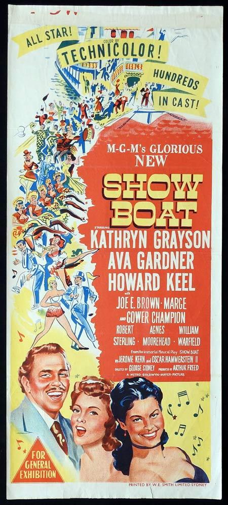 SHOWBOAT Original daybill Movie Poster Kathryn Grayson Ava Gardner Howard Keel