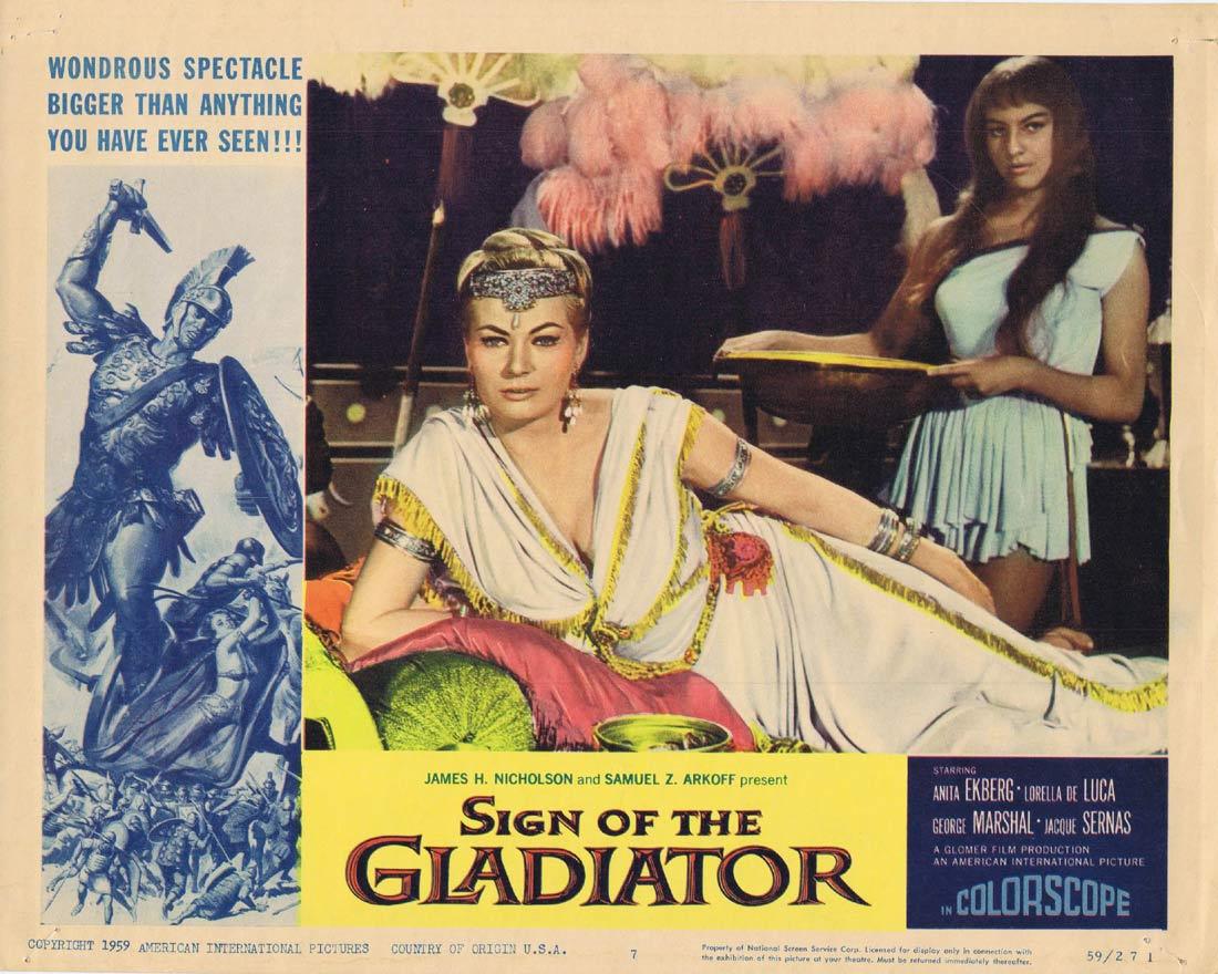 SIGN OF THE GLADIATOR Original Lobby Card 7 Anita Ekberg Sheba and the Gladiator