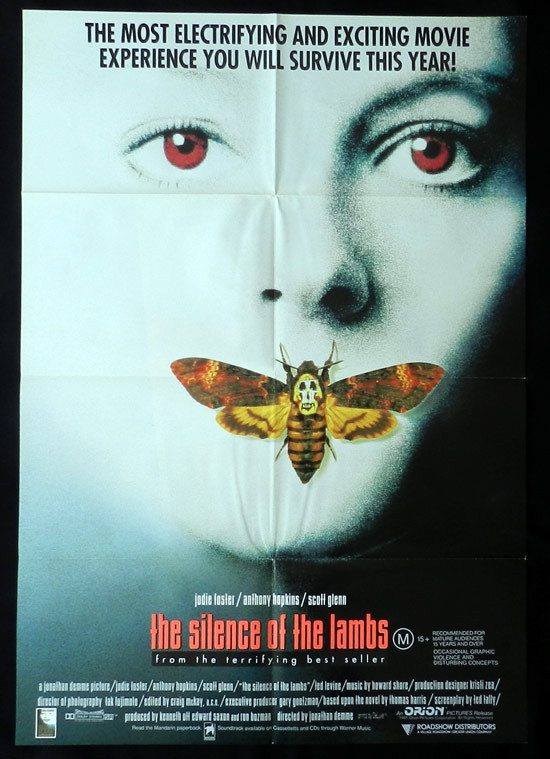 SILENCE OF THE LAMBS One Sheet Movie poster Anthony Hopkins as Hannibal Lecter