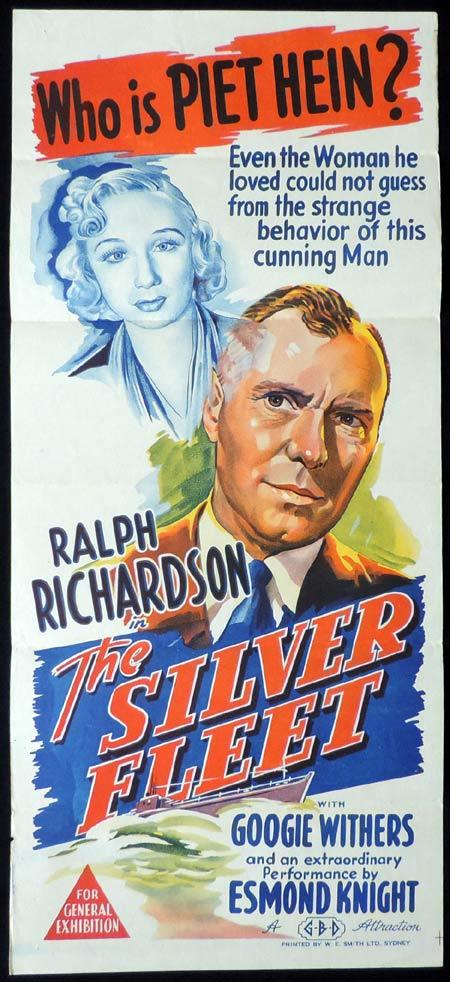 THE SILVER FLEET Original Daybill Movie Poster Ralph Richardson Googie Withers