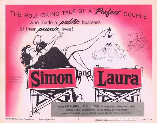 SIMON AND LAURA Title Lobby Card 1955 Peter Finch