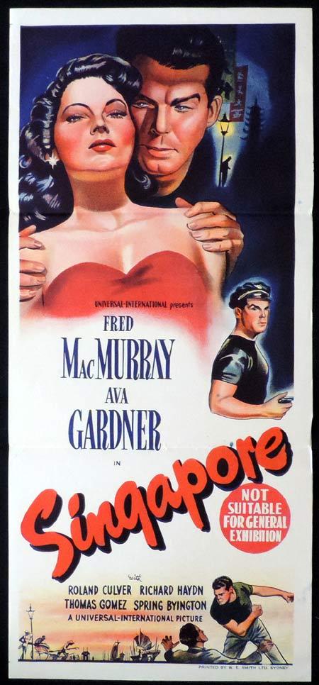 SINGAPORE Original Daybill Movie Poster Fred MacMurray Ava Gardner