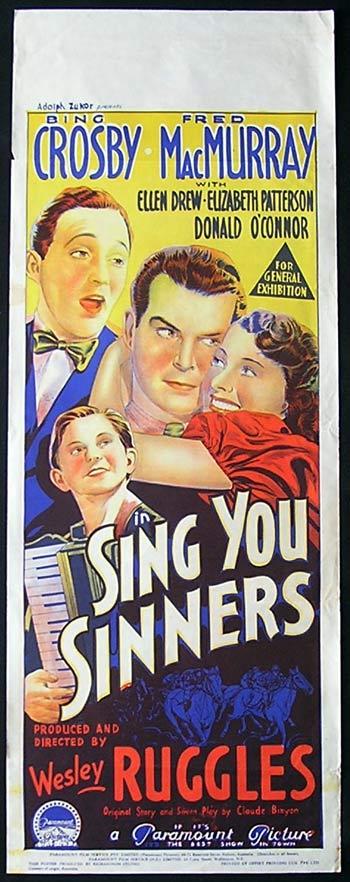 SING YOU SINNERS ’38 Bing Crosby RICHARDSON STUDIO Rare Original poster
