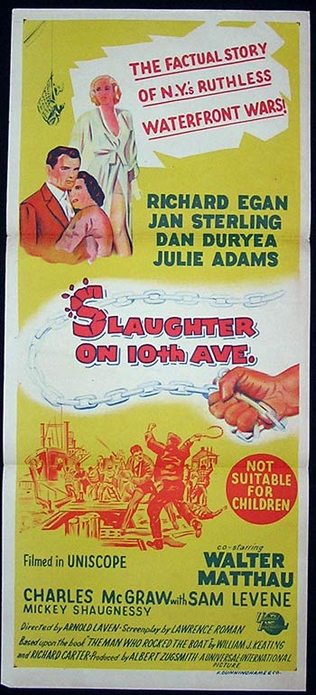 SLAUGHTER ON 10TH AVENUE Original Daybill Movie Poster Richard Egan Film Noir