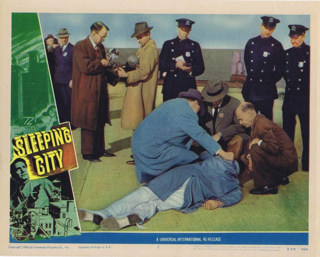 SLEEPING CITY Original Lobby Card 2 Richard Conte Film Noir 1956r