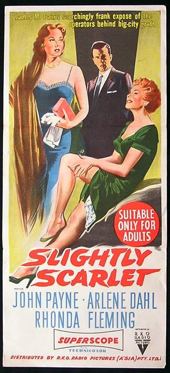 SLIGHTLY SCARLET Film Noir Movie poster 1956 John Payne RKO Australian Daybill