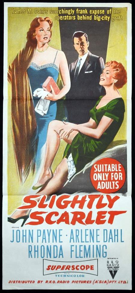 SLIGHTLY SCARLET Original Daybill Movie Poster John Payne Rhonda Fleming Arlene Dahl