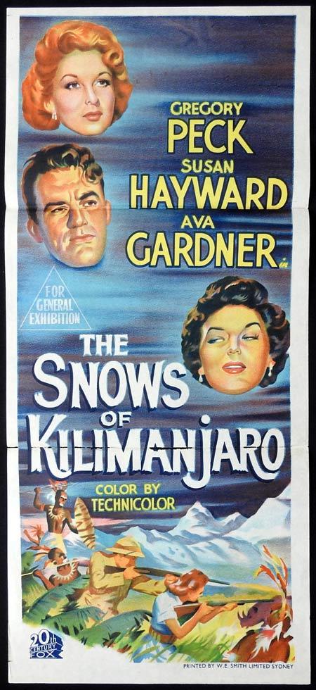 THE SNOWS OF KILIMANJARO Original Daybill Movie Poster Gregory Peck Ava Gardner Susan Hayward