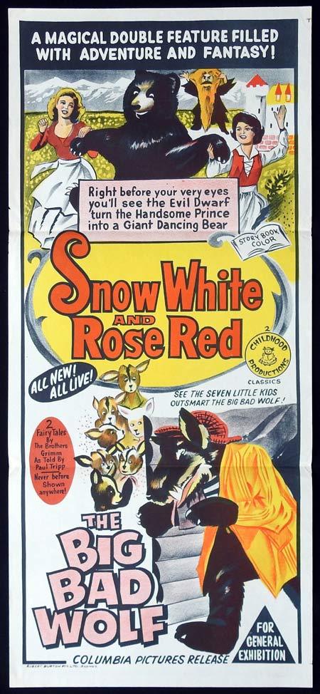 SNOW WHITE AND ROSE RED plus THE BIG BAD WOLF Original Daybill Movie Poster