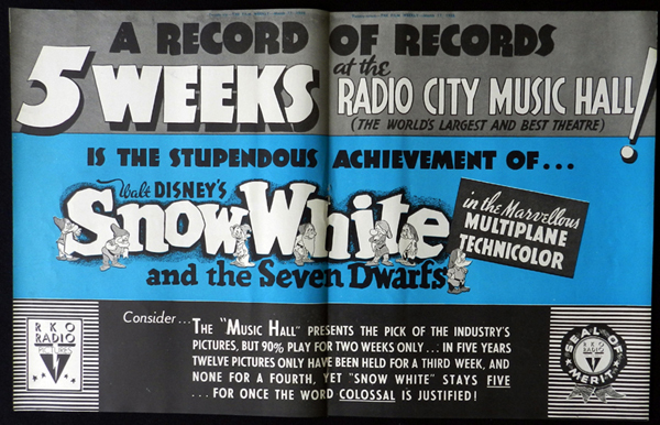 SNOW WHITE AND THE SEVEN DWARFS 1938 Walt Disney VINTAGE Original Movie Trade Ad 1