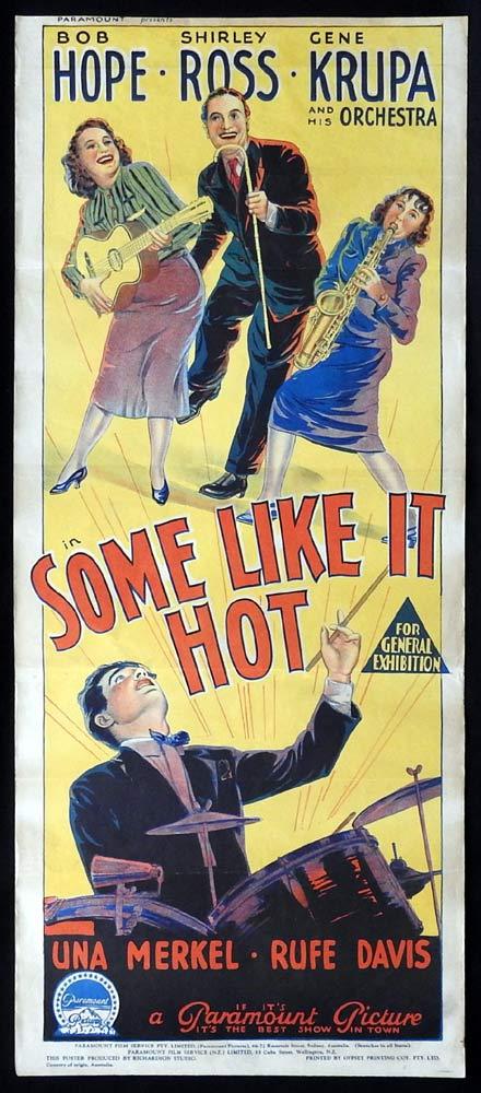 SOME LIKE IT HOT Long Daybill Movie poster  Bob Hope Shirley Ross Gene Krupa