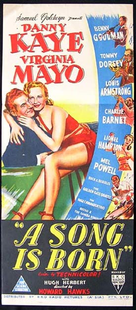A SONG IS BORN Daybill Movie poster 1948 Rare RKO JAZZ Danny Kaye Benny Goodman