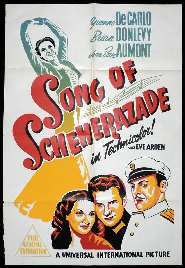 SONG OF SCHEHERAZADE Original One sheet Movie Poster Yvonne De Carlo Jean-Pierre Aumont