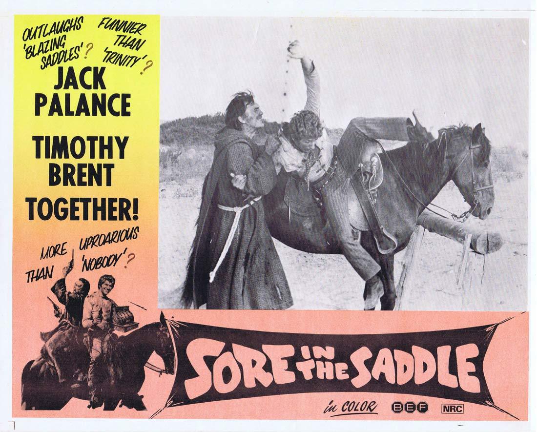 SORE IN THE SADDLE Lobby Card 1 Jack Palance Timothy Brent Tedeum