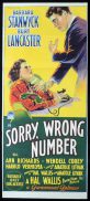 SORRY WRONG NUMBER Original Daybill Movie Poster BURT LANCASTER Barbara Stanwyck Richardson Studio