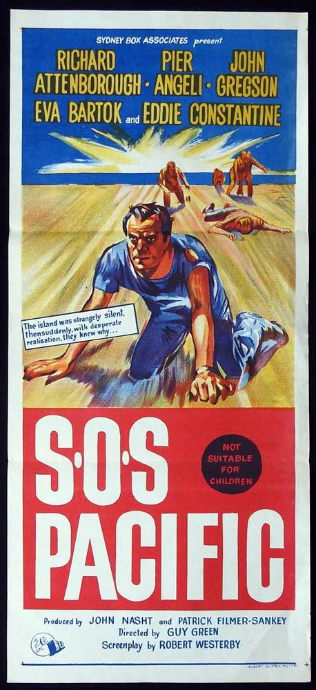 SOS PACIFIC Original Daybill Movie poster Richard Attenborough Pier Angel