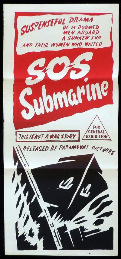SOS SUBMARINE Original Daybill Movie Poster Charlton Heston