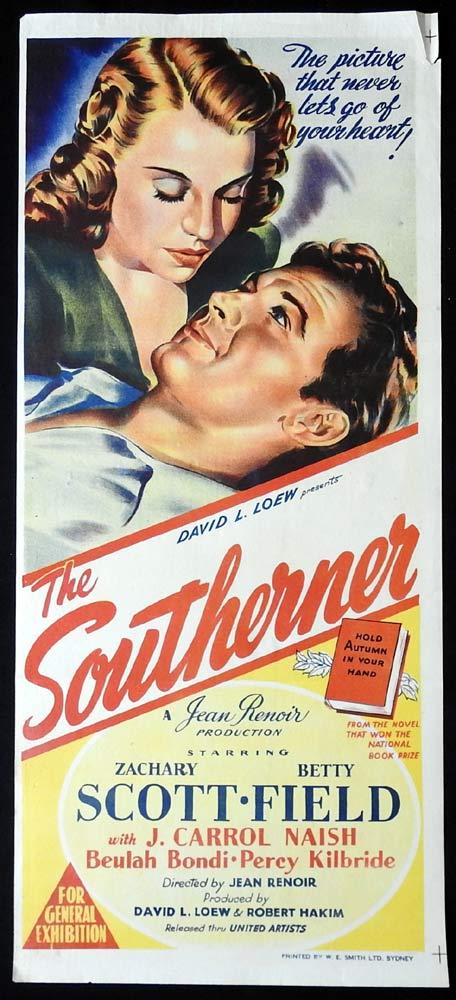 THE SOUTHERNER Original Daybill Movie poster Richard Travis Zachary Scott Betty Field
