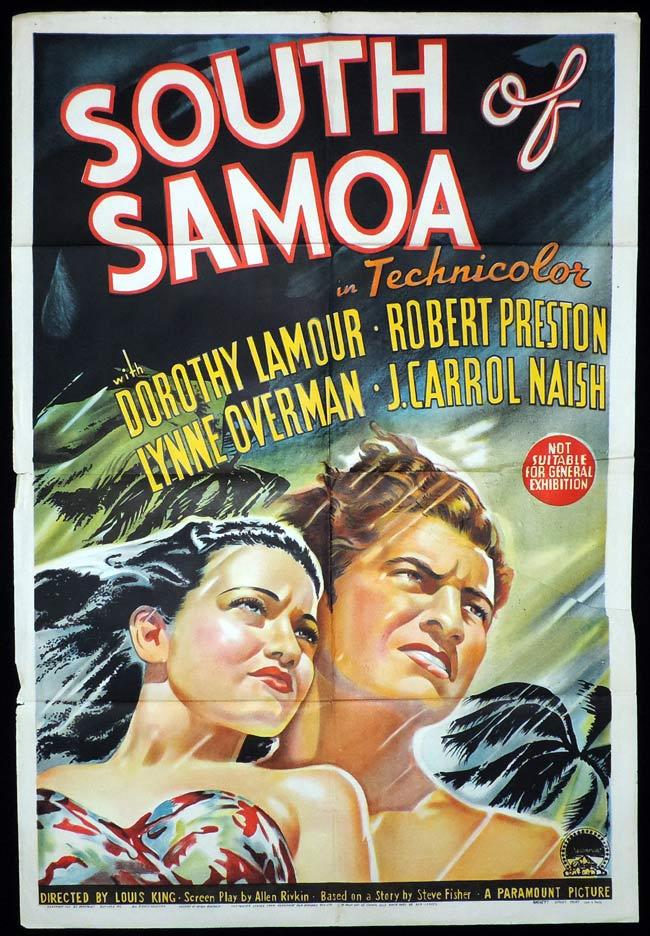 SOUTH OF SAMOA One sheet Movie Poster TYPHOON Dorothy Lamour